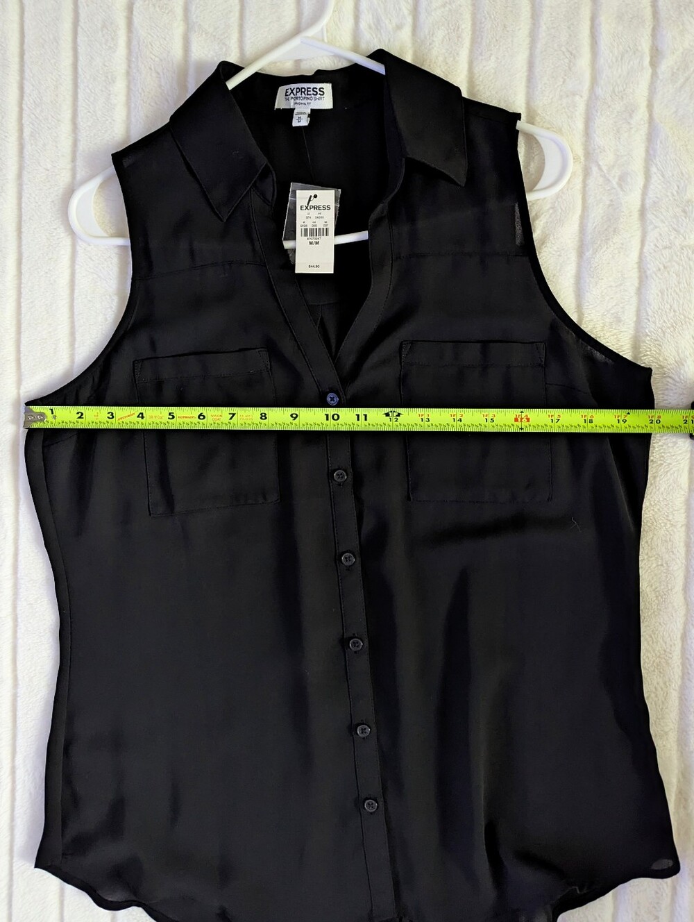 Express The Portofino Shirt Original Fit Black Sleeveless Button Front Sz M NEW - Picture 5 of 9